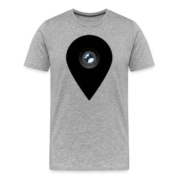 Dark Silhouette Camera Lens Location Pin Art - Männer Premium Bio T-Shirt - Grau meliert - Vorne - Damien (186cm)