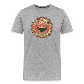 Emblème Retro BBQ Grill Flames - T-shirt bio Premium Homme - gris chiné - Devant - Damien (186cm)