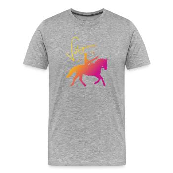 Voltigieren Mühle – Sport Outfit für Voltigierer - Männer Premium Bio T-Shirt - Grau meliert - Vorne - Damien (186cm)