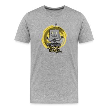 Always Ready Robot - Männer Premium Bio T-Shirt - Grau meliert - Vorne - Damien (186cm)