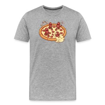Fête pizza, plaisir à vélo, salami - T-shirt bio Premium Homme - gris chiné - Devant - Damien (186cm)
