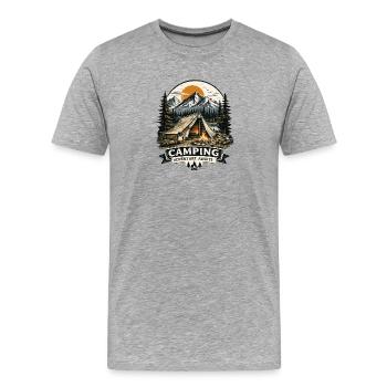 Bergcamping Sonnenuntergang - Männer Premium Bio T-Shirt - Grau meliert - Vorne - Damien (186cm)