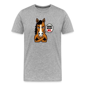Hengst-Protest: Neigh Means No - Männer Premium Bio T-Shirt - Grau meliert - Vorne - Damien (186cm)