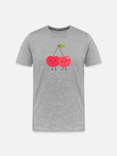 Cuddly cherry duo - Men's Premium Organic T-Shirt - heather grey