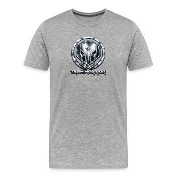 Emblème Métal Team Warrior - T-shirt bio Premium Homme - gris chiné - Devant - Damien (186cm)