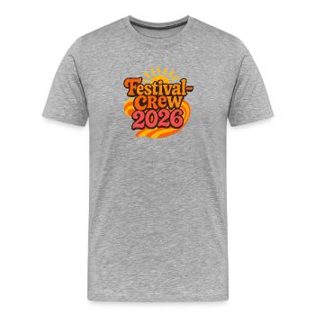Festival Crew 2026 Retro Sunset - Männer Premium Bio T-Shirt - Grau meliert - Vorne - Damien (186cm)