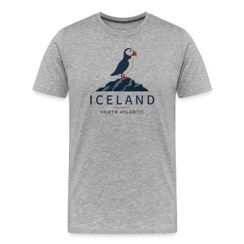Island Puffin Nordatlantik Papageitaucher - Männer Premium Bio T-Shirt - Grau meliert - Vorne - Damien (186cm)