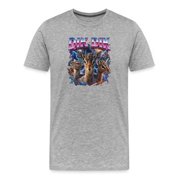 Trio Cosmic de Cerfs Dik avec la foudre - T-shirt bio Premium Homme - gris chiné - Devant - Damien (186cm)