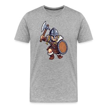 Kämpfender Germane - Männer Premium Bio T-Shirt - Grau meliert - Vorne - Damien (186cm)