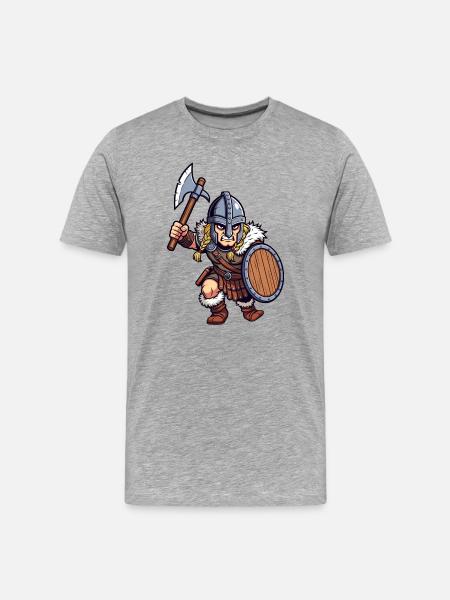 Kämpfender Germane - Männer Premium Bio T-Shirt - Grau meliert