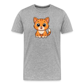 Câlin, Chaton Sunpaw - T-shirt bio Premium Homme - gris chiné - Devant - Damien (186cm)