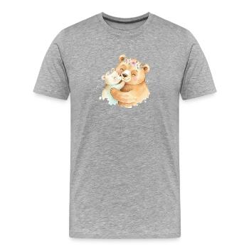 Mama Bär mit Baby Bär - Männer Premium Bio T-Shirt - Grau meliert - Vorne - Damien (186cm)