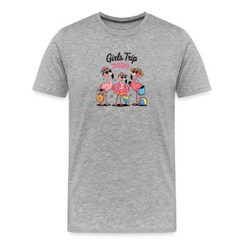 Voyage des filles 2026 Flamingos - T-shirt bio Premium Homme - gris chiné - Devant - Damien (186cm)