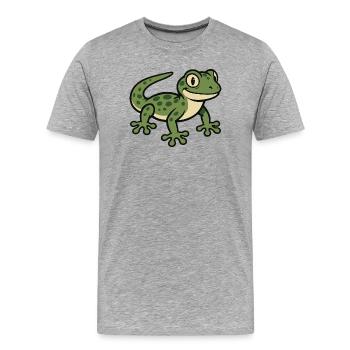 Gecko vert - T-shirt bio Premium Homme - gris chiné - Devant - Damien (186cm)