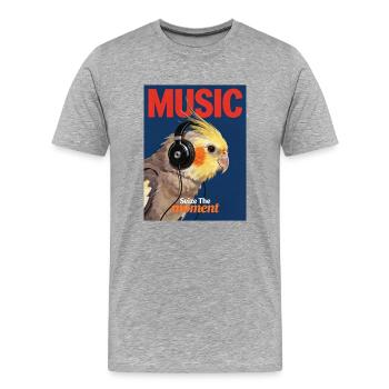 La calopsitte amatrice de musique - T-shirt bio Premium Homme - gris chiné - Devant - Damien (186cm)