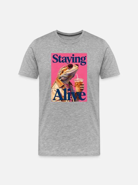 Funny bearded dragon - Men's Premium Organic T-Shirt - heather grey
