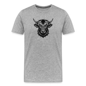 Highland Cow - Männer Premium Bio T-Shirt - Grau meliert - Vorne - Damien (186cm)