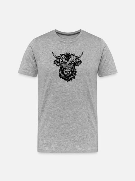 Vache des Highlands - T-shirt bio Premium Homme - gris chiné