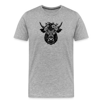 Highland Cow - Männer Premium Bio T-Shirt - Grau meliert - Vorne - Damien (186cm)