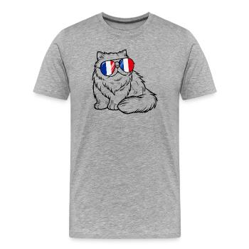  Frankreich-flaggen-katzen-sonnenbrille Cooler - Männer Premium Bio T-Shirt - Grau meliert - Vorne - Damien (186cm)