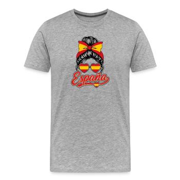 Fußball mit Spanien Flagge lustiger Ball - Männer Premium Bio T-Shirt - Grau meliert - Vorne - Damien (186cm)