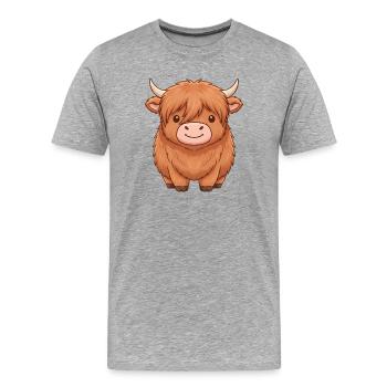 Bovins écossais des Highlands - T-shirt bio Premium Homme - gris chiné - Devant - Damien (186cm)