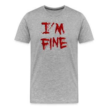 Je vais bien Graffiti de sang - T-shirt bio Premium Homme - gris chiné - Devant - Damien (186cm)