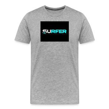 Logo de texte néon Surfer - T-shirt bio Premium Homme - gris chiné - Devant - Damien (186cm)