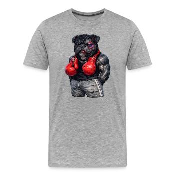 Bulldog Keitje - Männer Premium Bio T-Shirt - Grau meliert - Vorne - Damien (186cm)