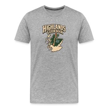 Guide des Highlands écossais Carte Aventure de voyage - T-shirt bio Premium Homme - gris chiné - Devant - Damien (186cm)