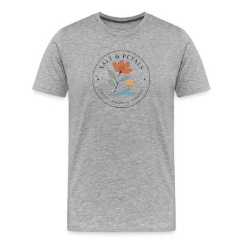 Vague botanique côtière Salt & Petales - T-shirt bio Premium Homme - gris chiné - Devant - Damien (186cm)