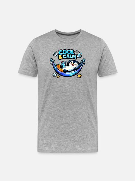 Cool & Calm Penguin Relaxed - Men's Premium Organic T-Shirt - heather grey