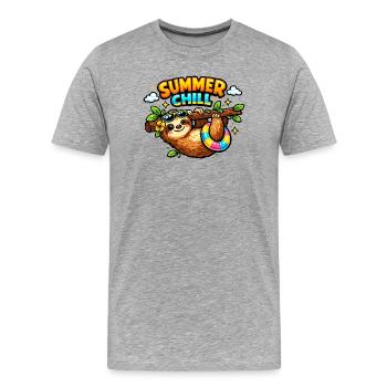 Summer Lounging Sloth Cartoon - Men's Premium Organic T-Shirt - heather grey - Front - Damien (186cm)