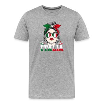 Italia Frau Sonnenbrille Flaggen Fan Design - Männer Premium Bio T-Shirt - Grau meliert - Vorne - Damien (186cm)