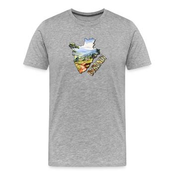 Burundi Aquarell Design - Männer Premium Bio T-Shirt - Grau meliert - Vorne - Damien (186cm)