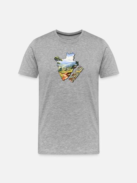 Burundi Aquarell Design - Männer Premium Bio T-Shirt - Grau meliert
