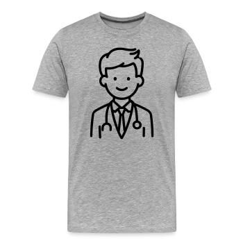 Arzt - Männer Premium Bio T-Shirt - Grau meliert - Vorne - Damien (186cm)