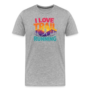 J’adore la course sur sentier - T-shirt bio Premium Homme - gris chiné - Devant - Damien (186cm)