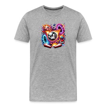Le flipper dans le cosmos néon - T-shirt bio Premium Homme - gris chiné - Devant - Damien (186cm)