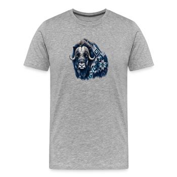Bisons en motif de flocons de neige - T-shirt bio Premium Homme - gris chiné - Devant - Damien (186cm)