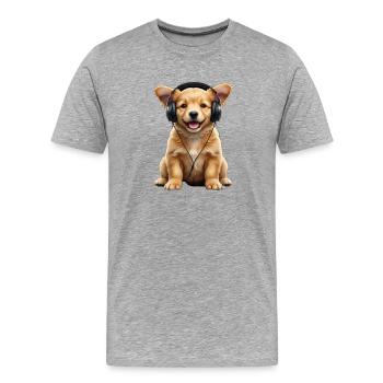 Chiot Casque - T-shirt bio Premium Homme - gris chiné - Devant - Damien (186cm)