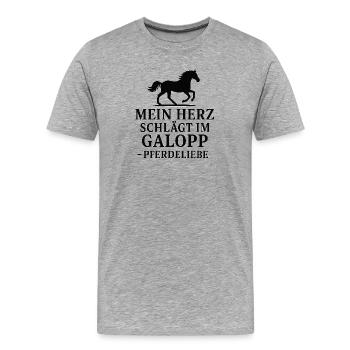 Galopp Herz – Pferdeliebe - Männer Premium Bio T-Shirt - Grau meliert - Vorne - Damien (186cm)