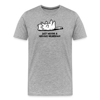 Nervenzusammenbruch-Katze - Männer Premium Bio T-Shirt - Grau meliert - Vorne - Damien (186cm)