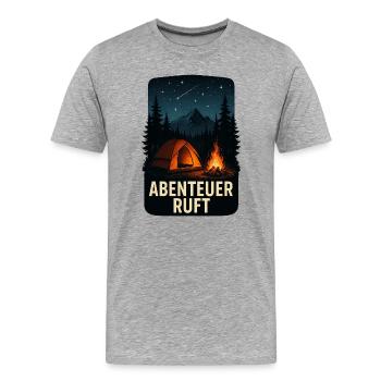 Abenteuer ruft: Nachtlager am Feuer - Männer Premium Bio T-Shirt - Grau meliert - Vorne - Damien (186cm)