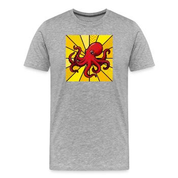 Krake - Männer Premium Bio T-Shirt - Grau meliert - Vorne - Damien (186cm)