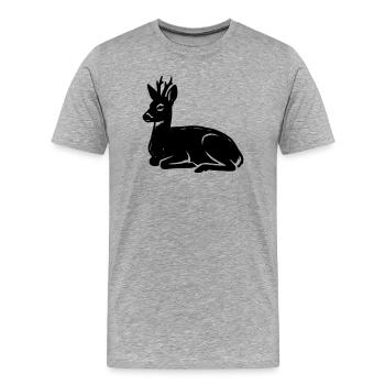 Rehbock Reh Liegend Jäger Jagd Naturfreunde - Männer Premium Bio T-Shirt - Grau meliert - Vorne - Damien (186cm)