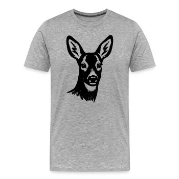 Reh Outline Waldtier Cottagecore Naturfreunde - Männer Premium Bio T-Shirt - Grau meliert - Vorne - Damien (186cm)
