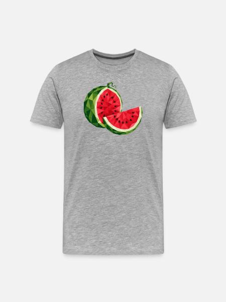 Geometric Watermelon | Polygon Fruit Motif - Men's Premium Organic T-Shirt - heather grey