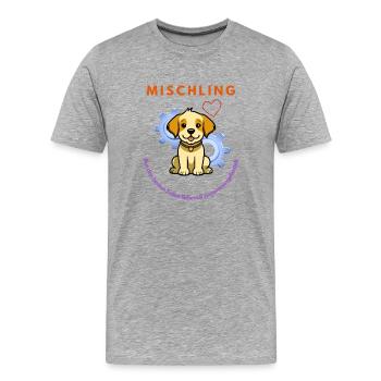 Mischling Design  - Männer Premium Bio T-Shirt - Grau meliert - Vorne - Damien (186cm)