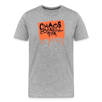 Coordinateur du Chaos Titre drôle Parents Teacher Logo - T-shirt bio Premium Homme - gris chiné - Devant - Damien (186cm)